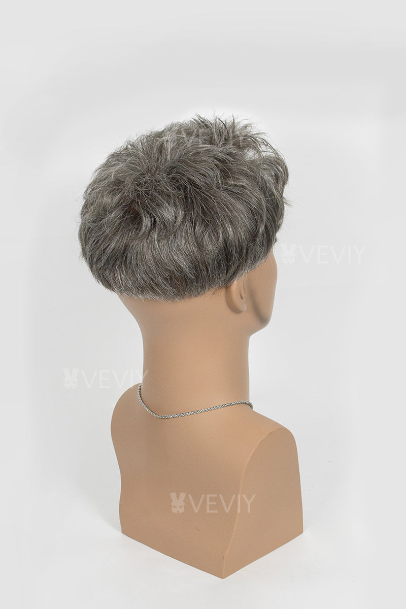 Alison Pre-Cut Men's  Hairstyle Medium Brown blended with 40% Grey #540