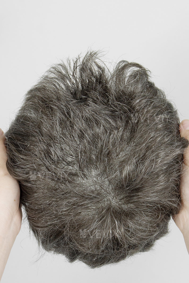 Alison Pre-Cut Men's  Hairstyle Medium Brown blended with 40% Grey #540