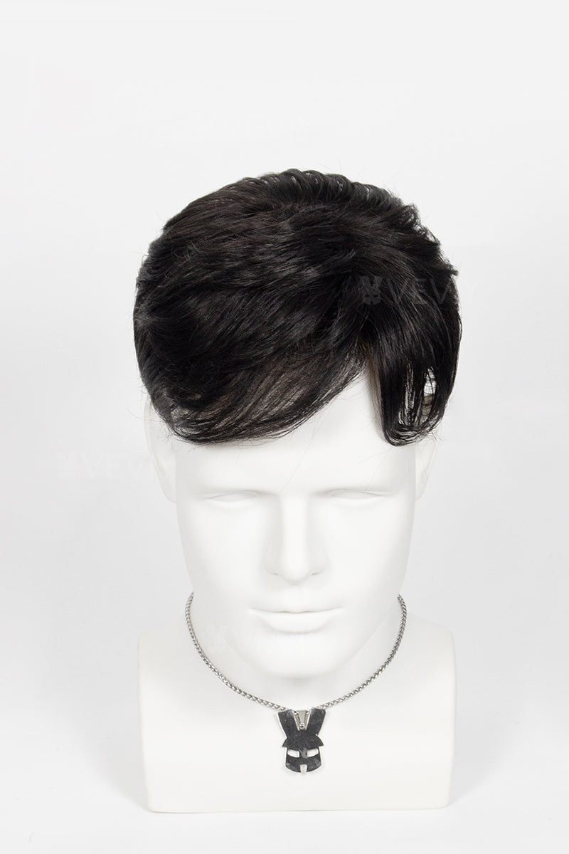 Corey topper on a mannequin head against a white background