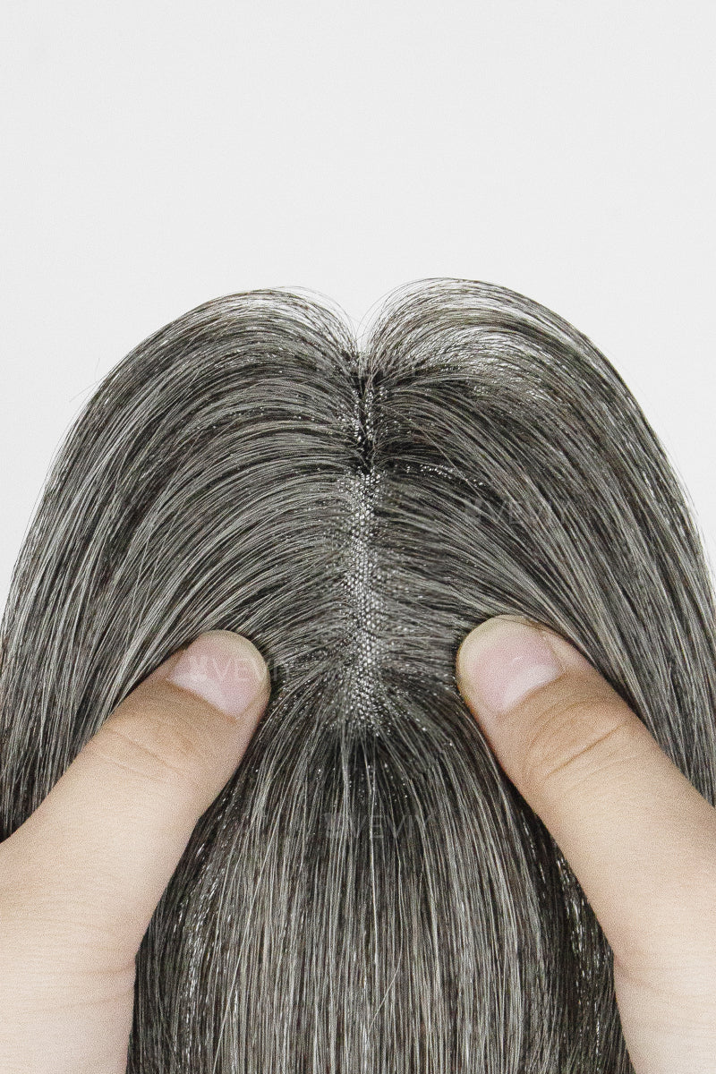 Vera Thin Breathable Lace Human Hair Topper Dark Grey #1B50