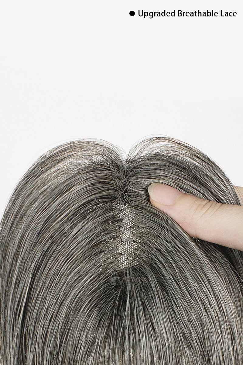 Vera Thin Breathable Lace Human Hair Topper Dark Grey #1B50