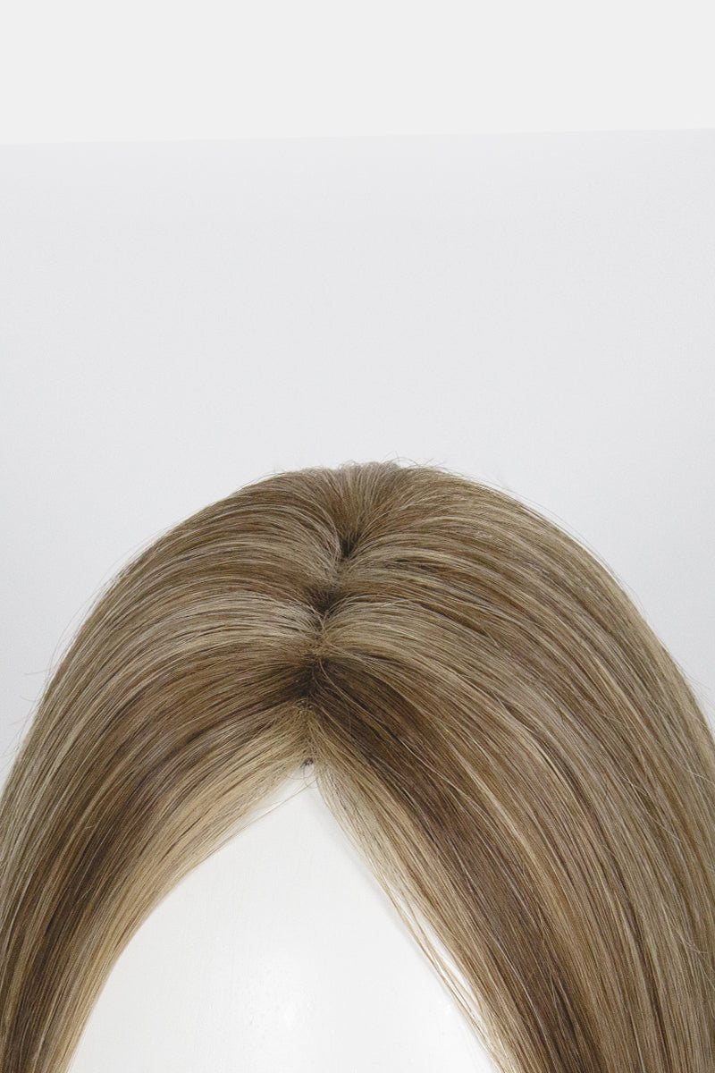 Vera Thin Breathable Lace Human Hair Topper Medium Brown with Warm Highlights #P4/27