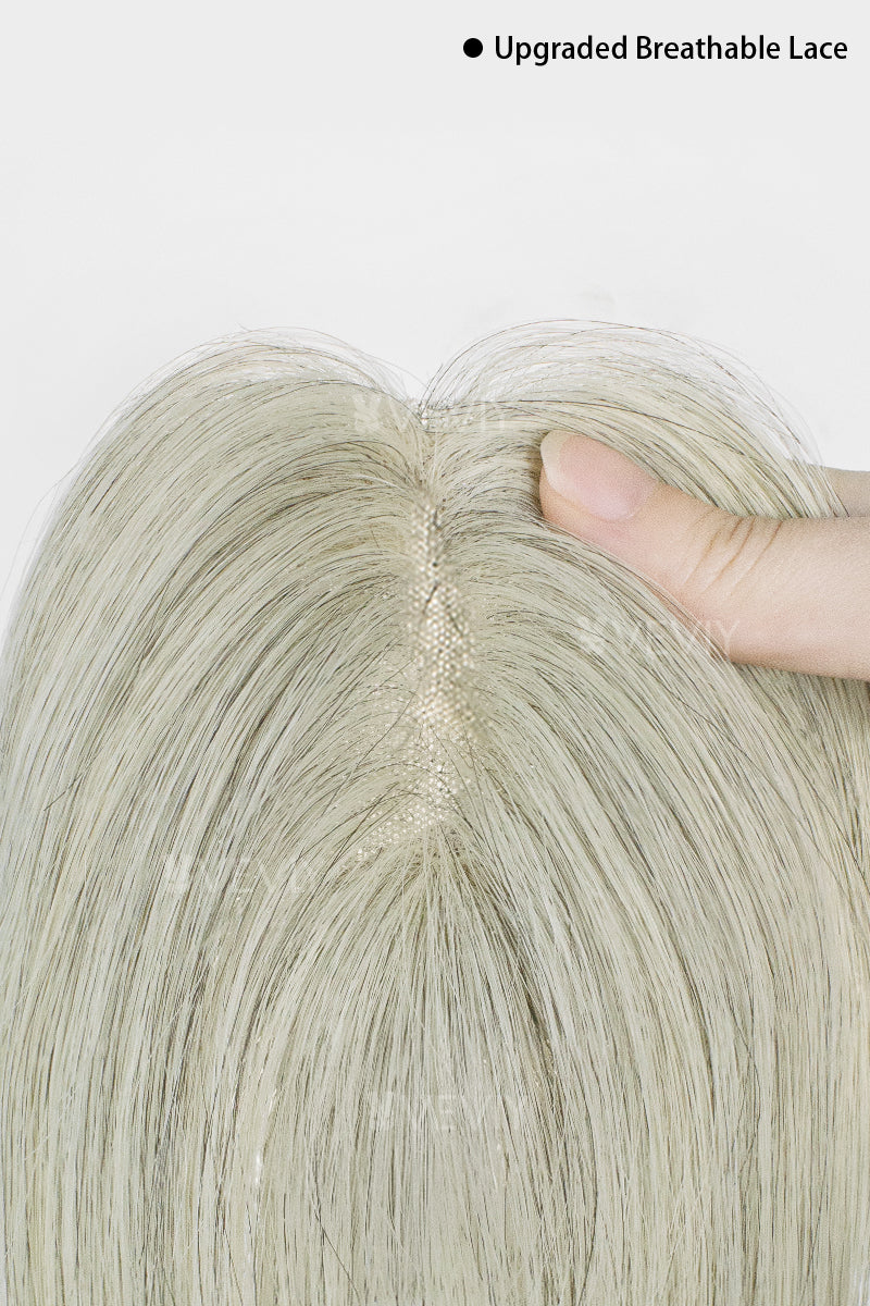 Vera Thin Breathable Lace Human Hair Topper Light Brown Grey #1B90