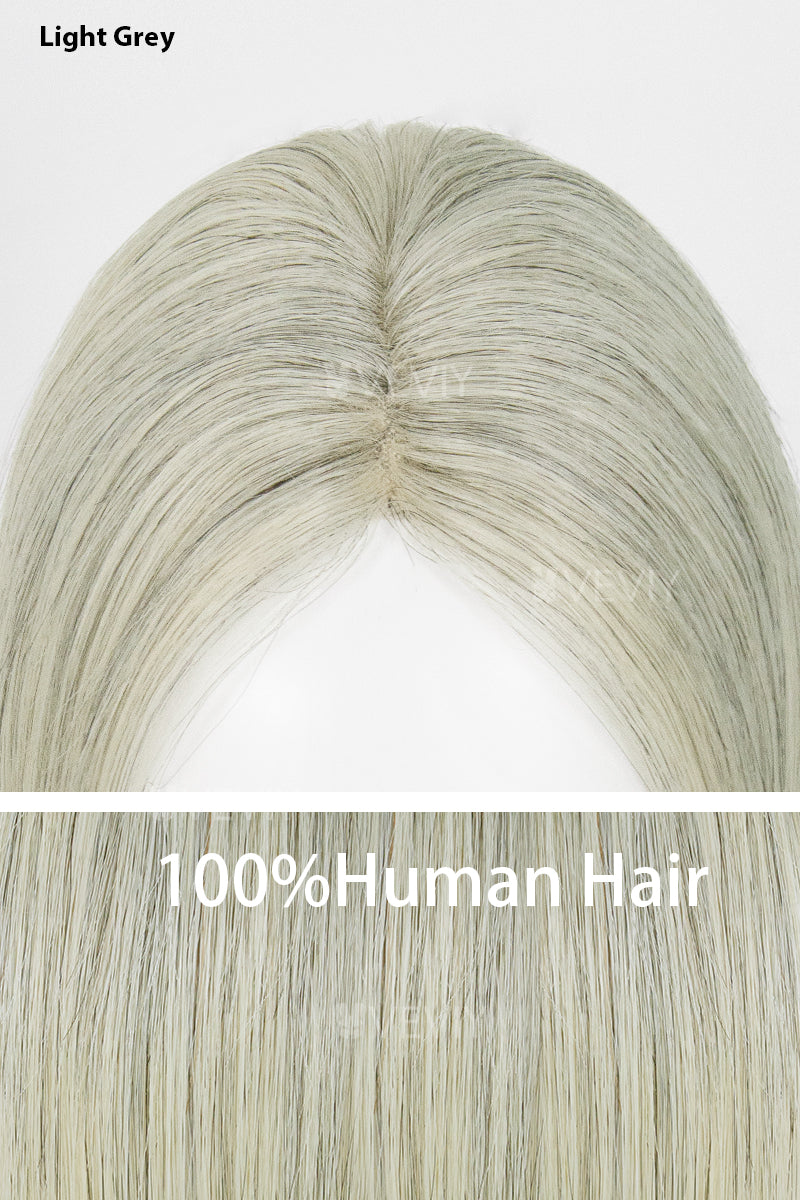 Vera Thin Breathable Lace Human Hair Topper Light Brown Grey #1B90