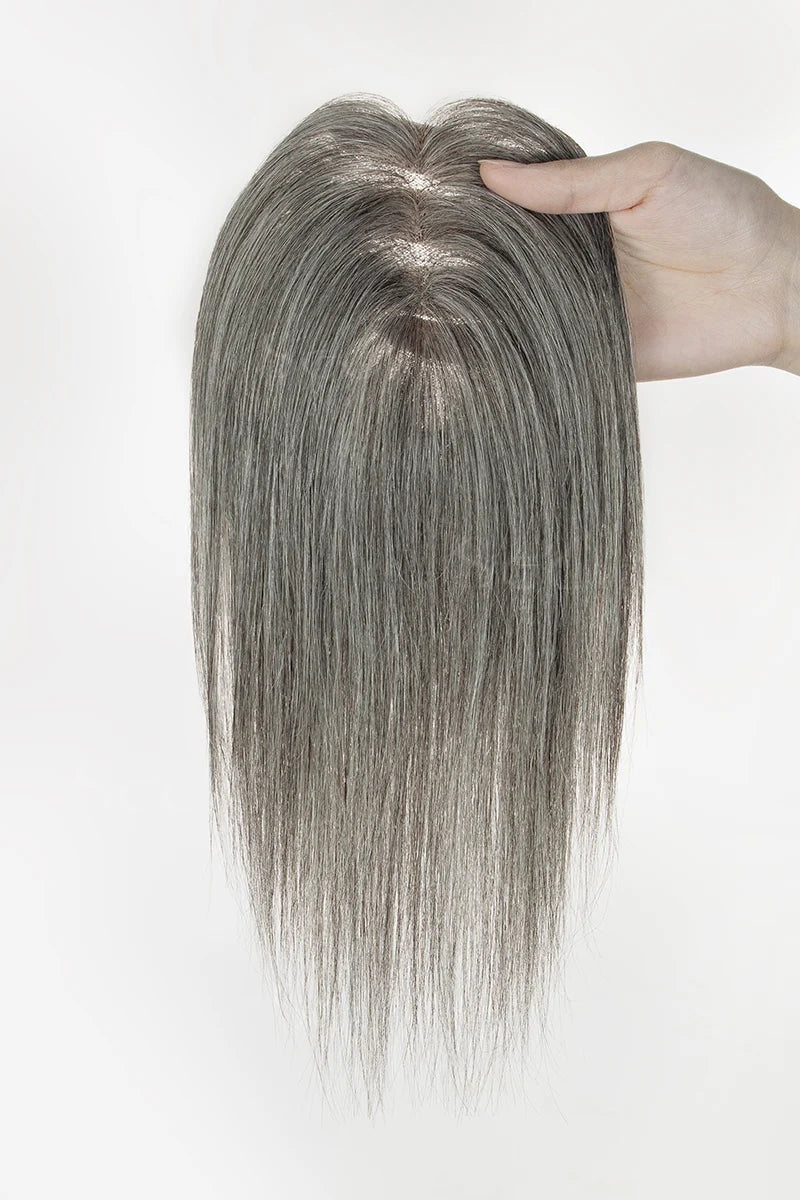 Aria-B Handmade Human Hair Topper with Hair Bangs