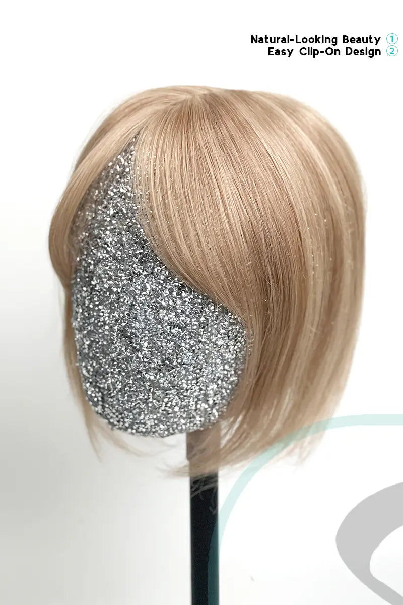 Mona-B Handmade Human Hair Topper with Bangs Dark Blonde with Light Blonde #P10/16