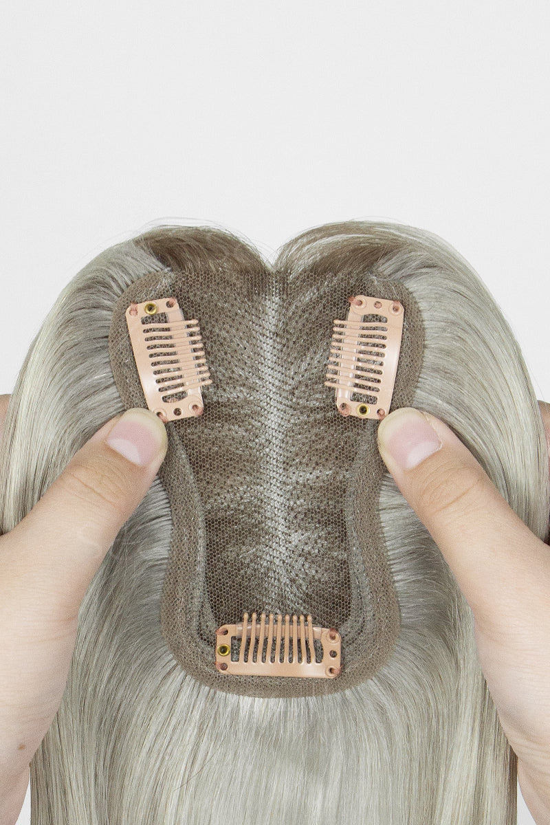 Mona-B hair topper three-quarter front angle view