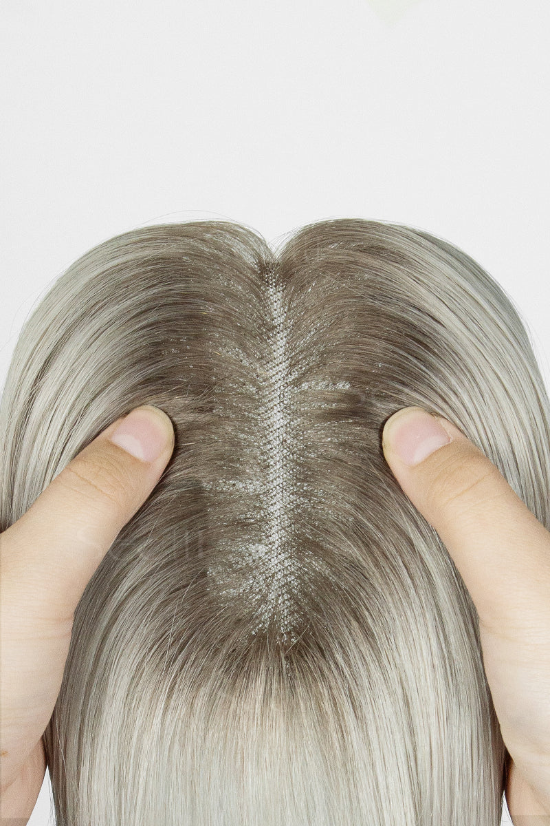 Mona-B hair topper three-quarter back angle view