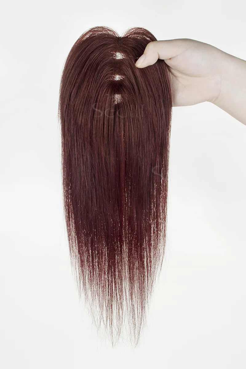 Aria-B Handmade Human Hair Topper with Hair Bangs