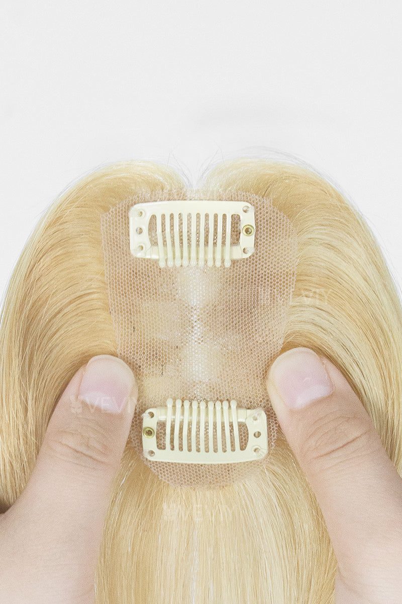 Vera Thin Breathable Lace Human Hair Topper Dark Blonde with Light Blonde #P10/16