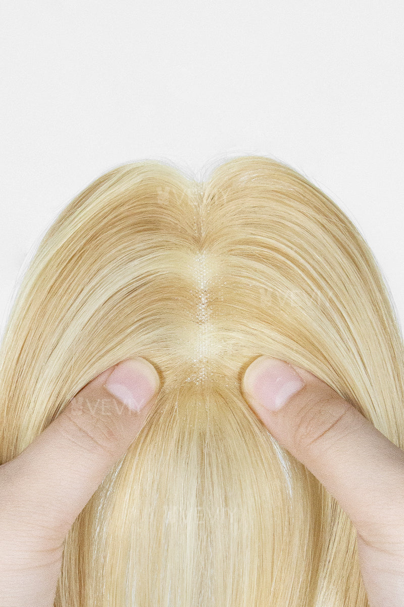Vera Thin Breathable Lace Human Hair Topper Dark Blonde with Light Blonde #P10/16