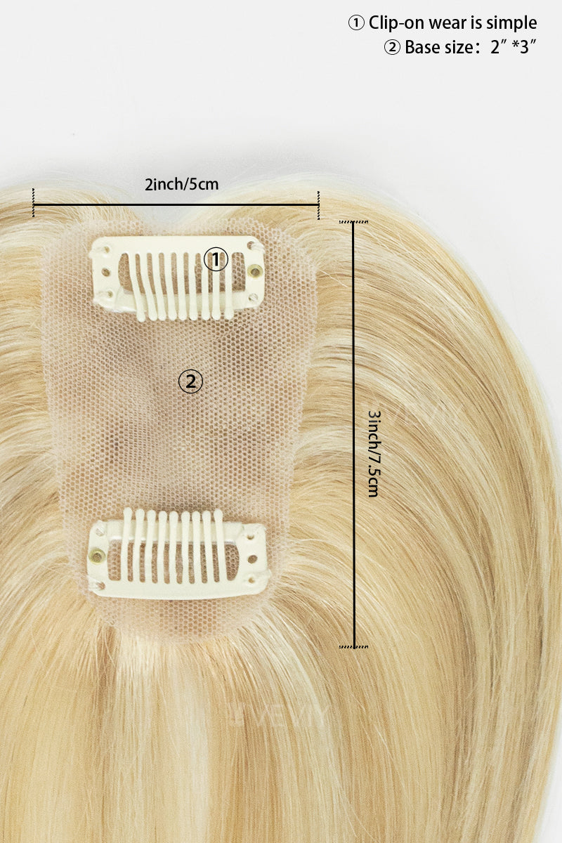 Vera Thin Breathable Lace Human Hair Topper Warm Blonde With Highlights #P27/613