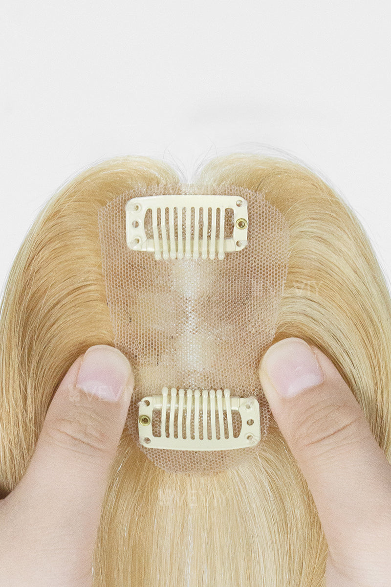 Vera Thin Breathable Lace Human Hair Topper Warm Blonde With Highlights #P27/613