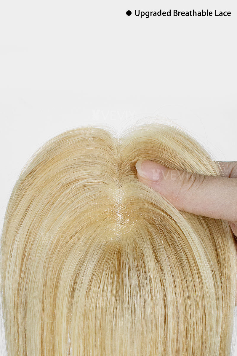 Vera Thin Breathable Lace Human Hair Topper Warm Blonde With Highlights #P27/613
