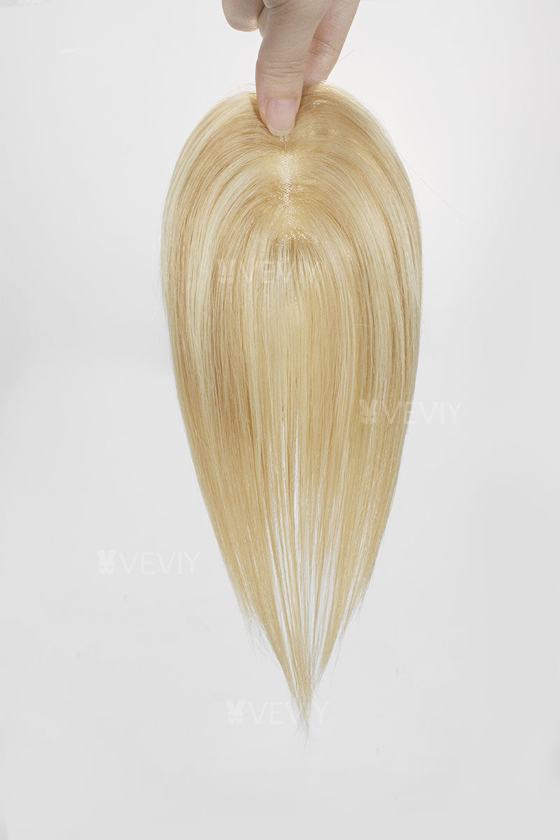 Vera Thin Breathable Lace Human Hair Topper Warm Blonde With Highlights #P27/613