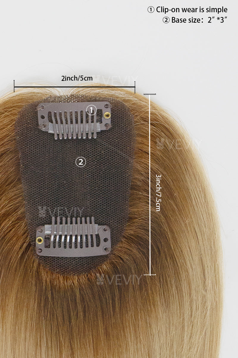 Vera Thin Breathable Lace Human Hair Topper Medium Brown with Dark Blonde #T4/27