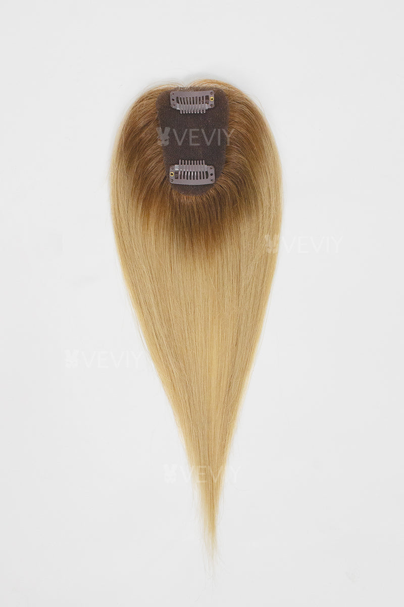 Vera Thin Breathable Lace Human Hair Topper Medium Brown with Dark Blonde #T4/27