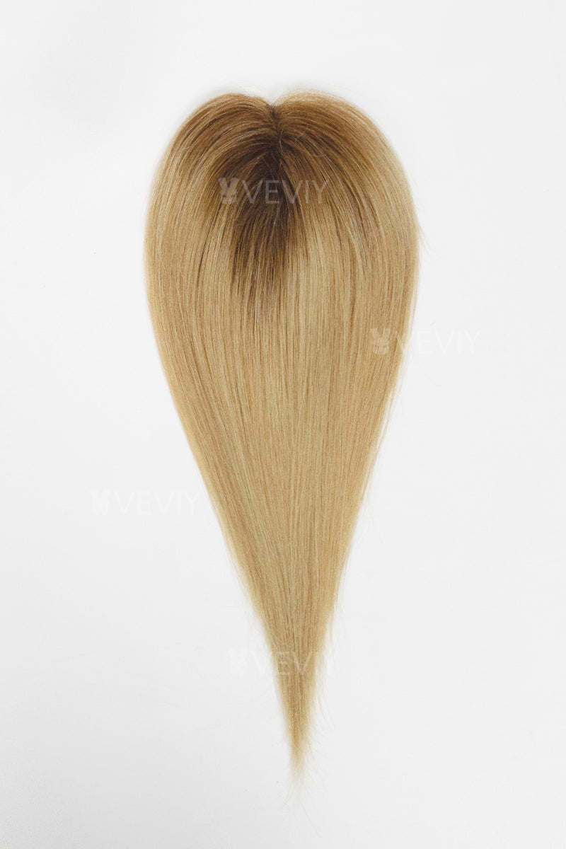 Vera Thin Breathable Lace Human Hair Topper Medium Brown with Dark Blonde #T4/27