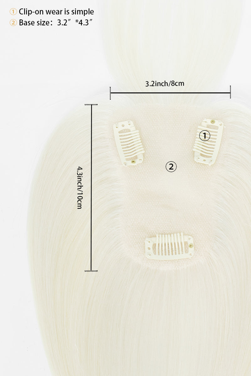 Aria-B Handmade Human Hair Topper with Bangs White Blonde #WB