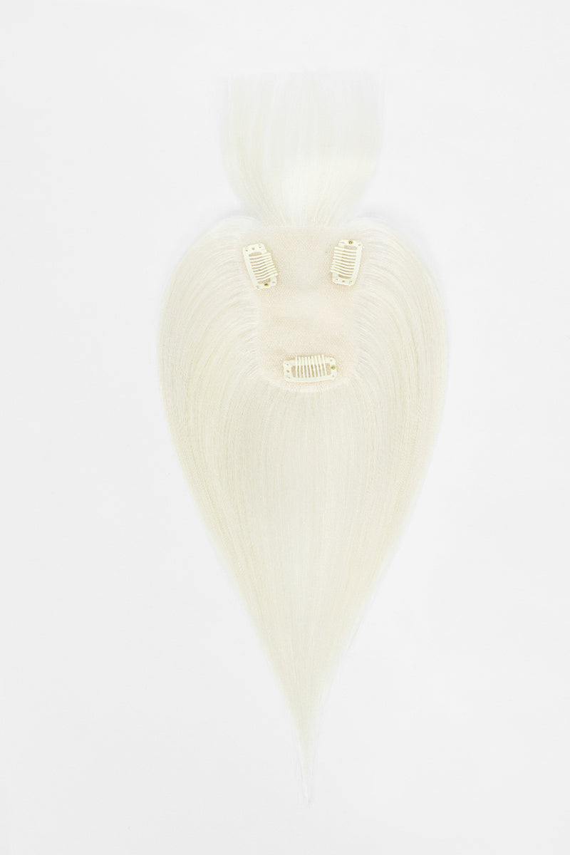 Aria-B Handmade Human Hair Topper with Bangs White Blonde #WB