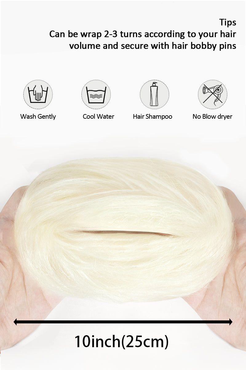 Messy Bun Hair Piece Sliver Grey White #SGW