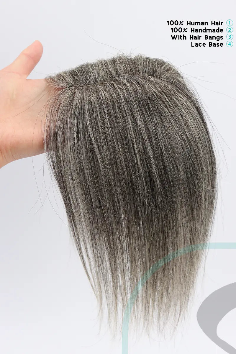 Aria Handmade Human Hair Topper Dark Grey #DG