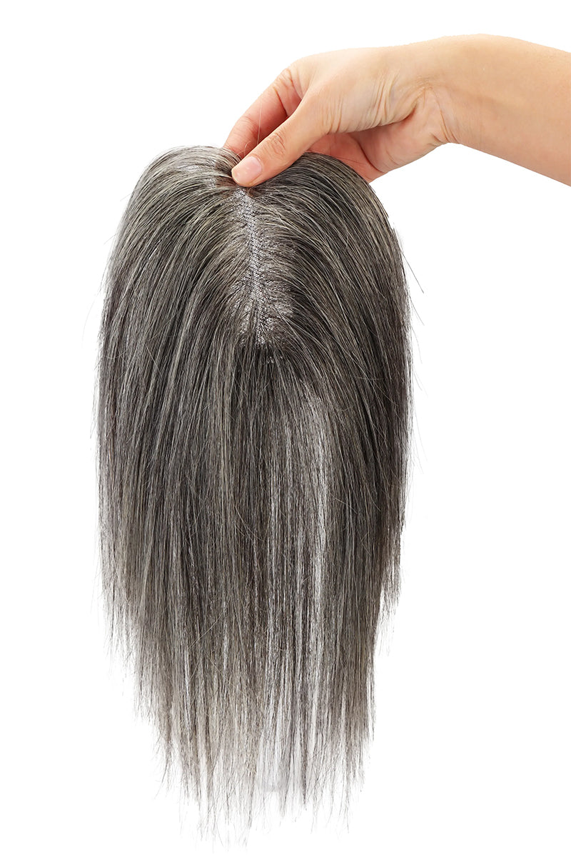 Aria Handmade Human Hair Topper Dark Grey #DG