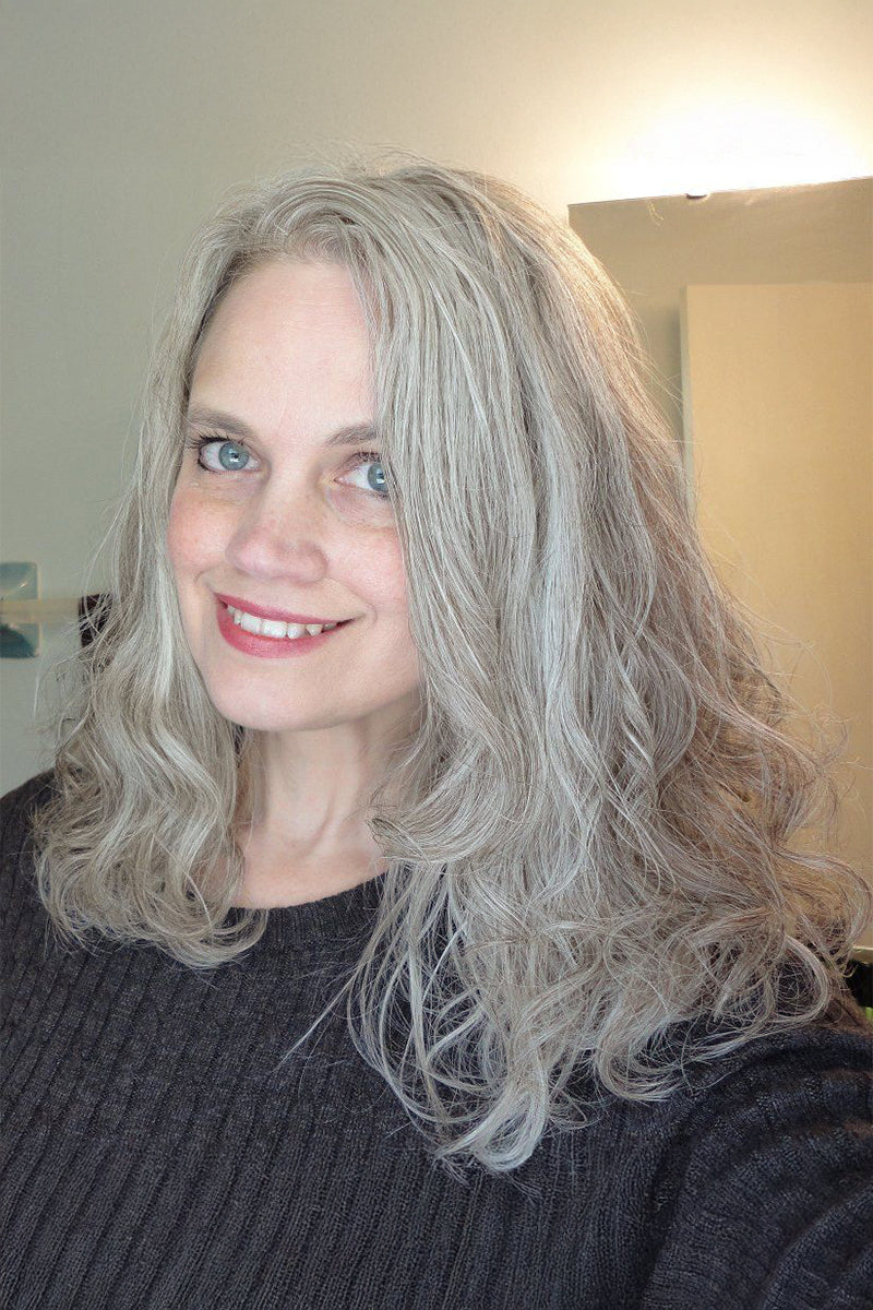 Aria Human Hair Topper Light Grey #1B80