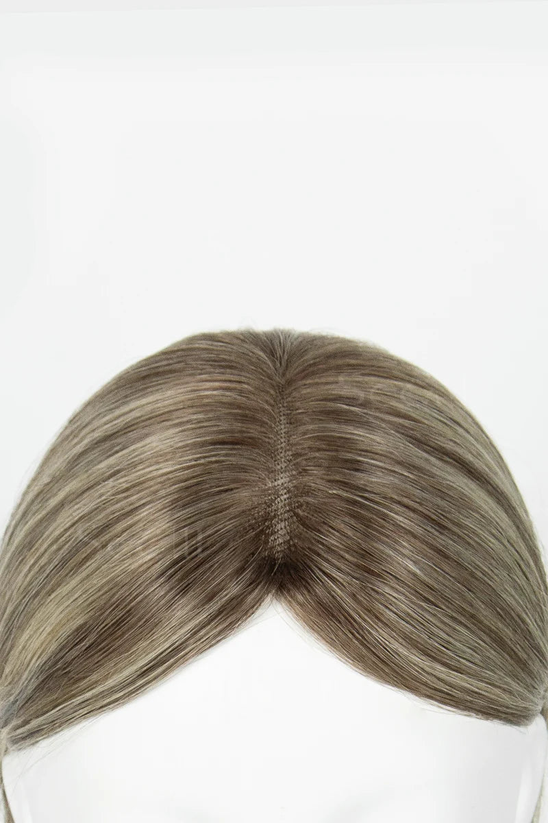 Mona Handmade Human Hair Topper Brown Blonde with Medium Brown Root #T4/6/613