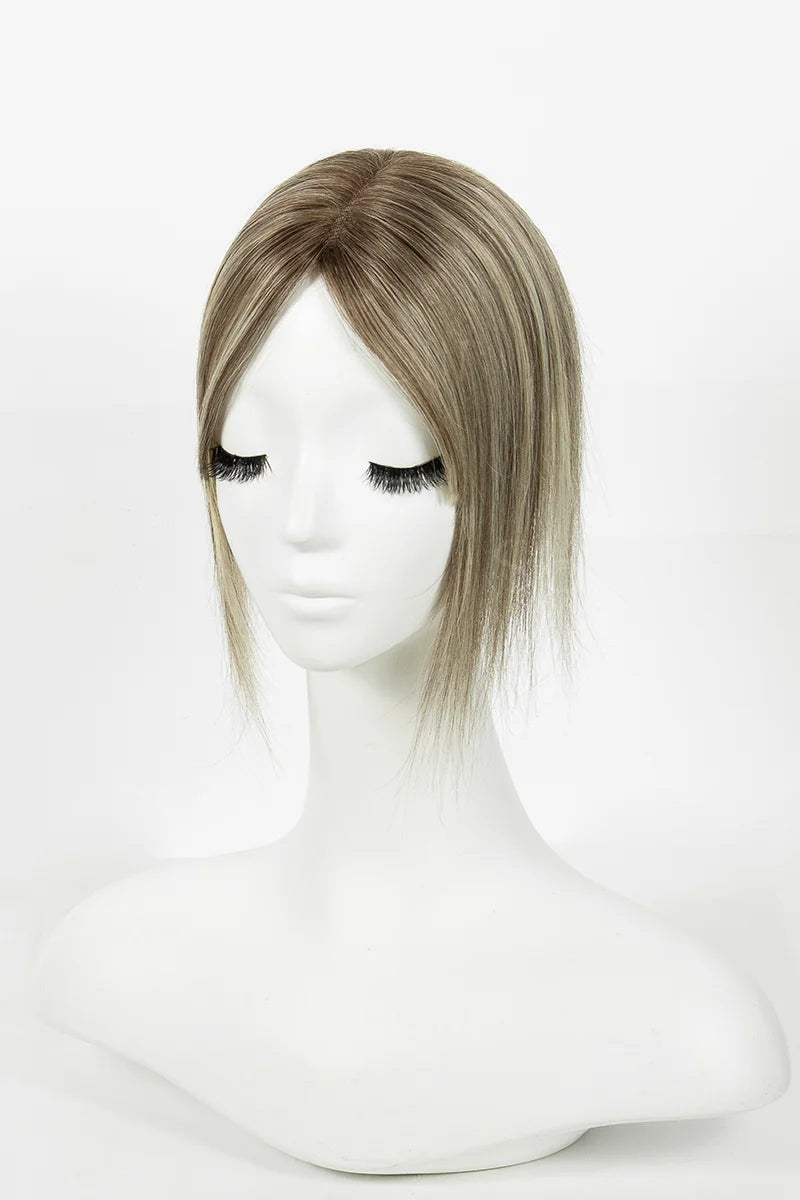 Mona Handmade Human Hair Topper Brown Blonde with Medium Brown Root #T4/6/613