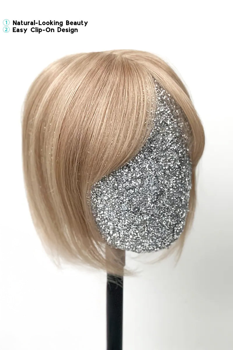 Aria-B Handmade Human Hair Topper with Bangs Dark Blonde with Light Blonde #P10/16