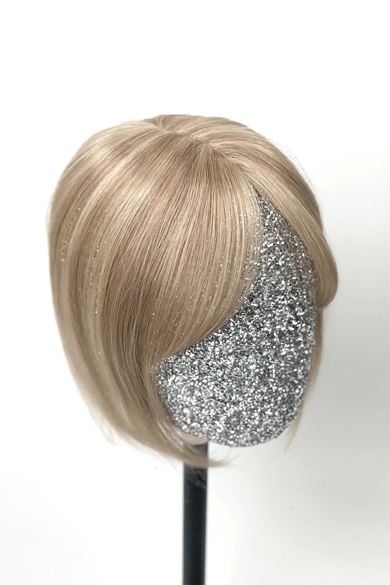 Aria-B Handmade Human Hair Topper with Bangs Dark Blonde with Light Blonde #P10/16