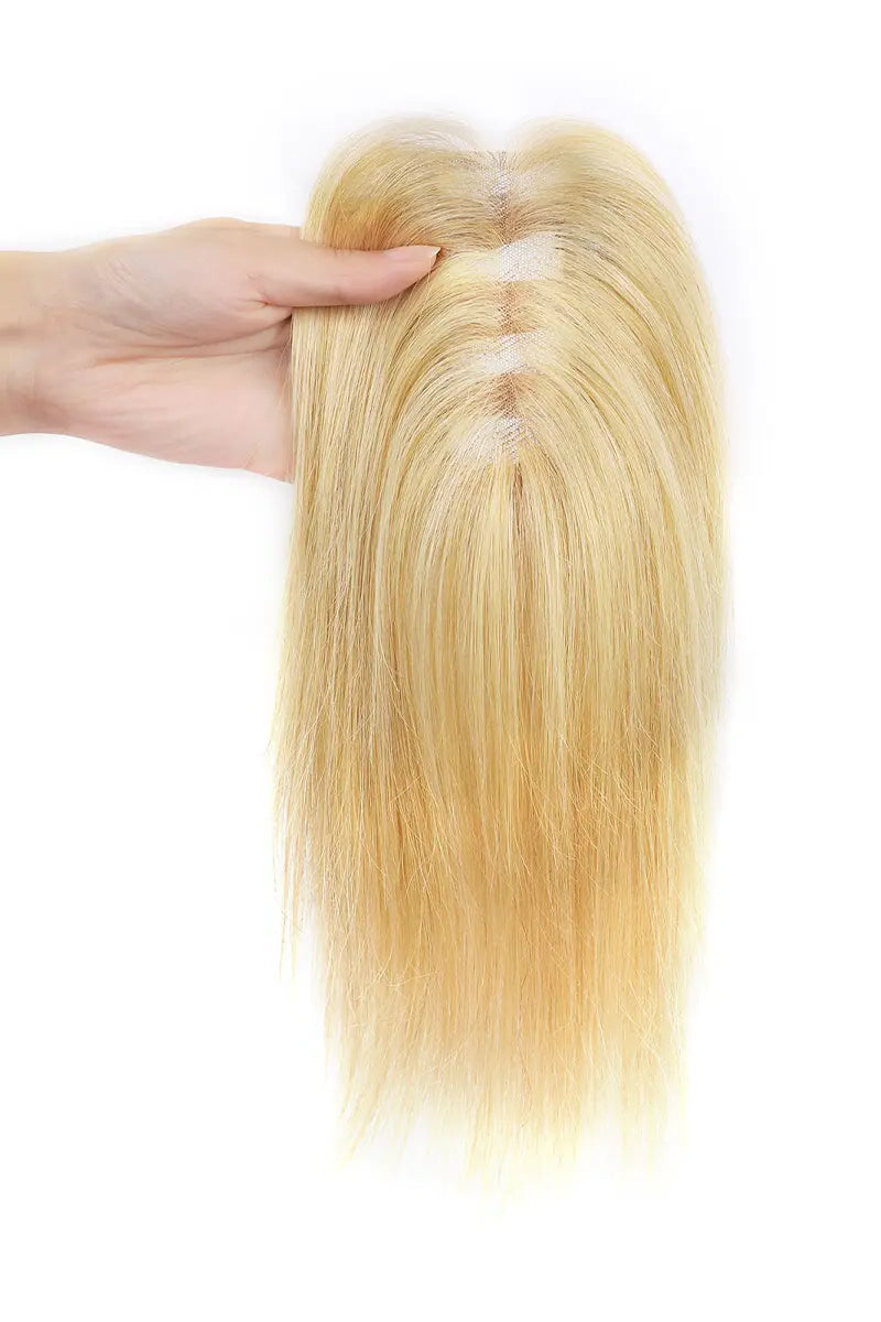 Aria Handmade Human Hair Topper Warm Blonde with Highlights #P27/613