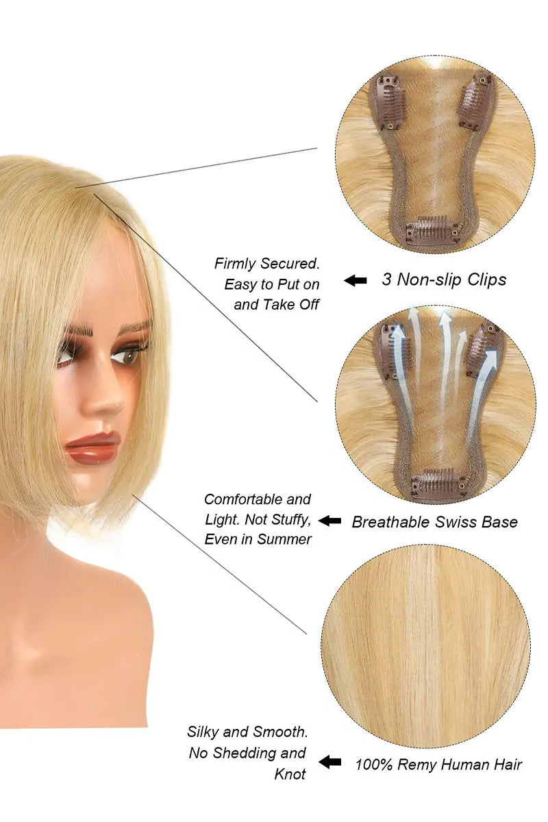 Aria Handmade Human Hair Topper Warm Blonde with Highlights #P27/613