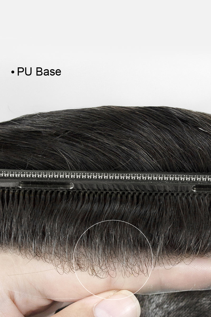 Close-up of a hair extension with PU base on a white background