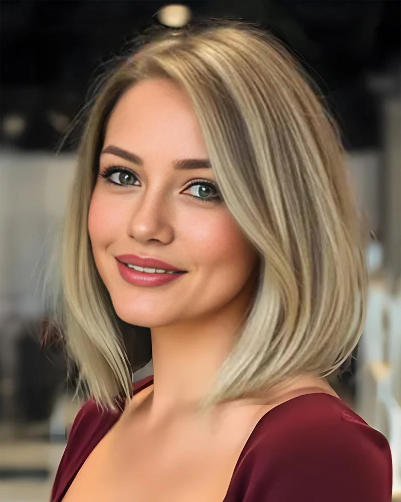 Mona-B hair topper color swatch T4/6/613 brown blonde mix