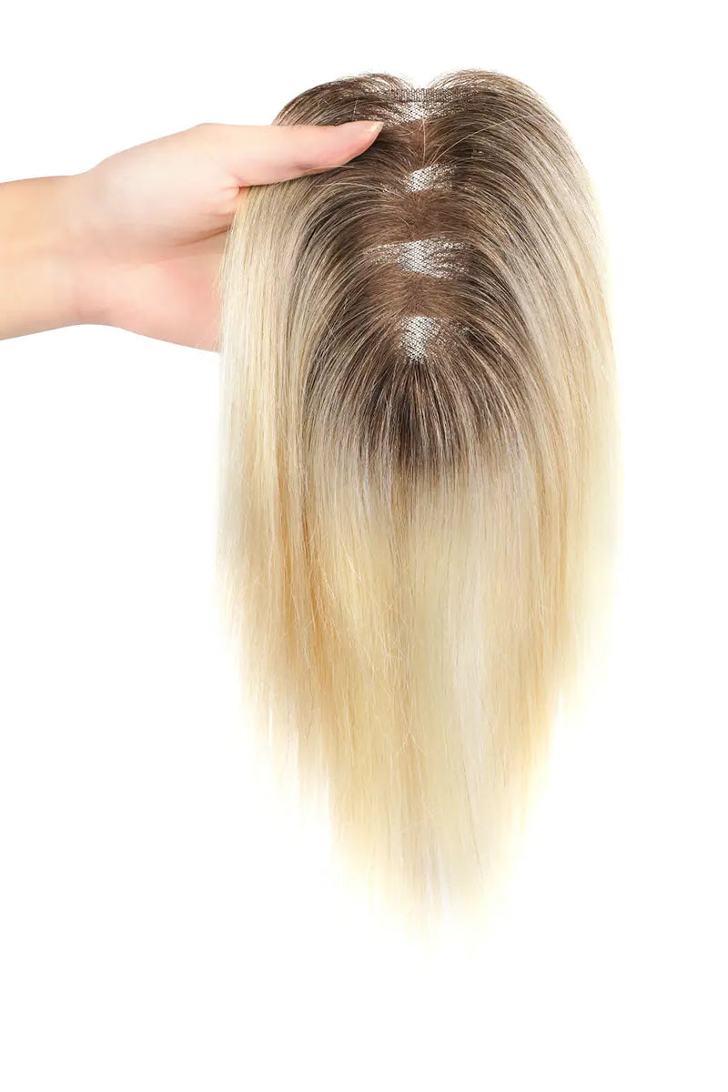 Aria Handmade Human Hair Topper Light Blonde with Highlights #T4/16/613