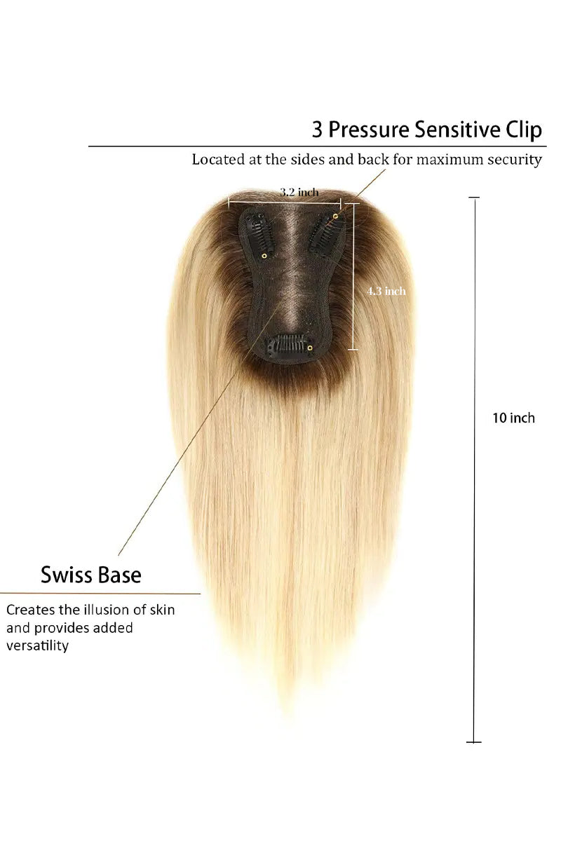 Aria Handmade Human Hair Topper Light Blonde with Highlights #T4/16/613