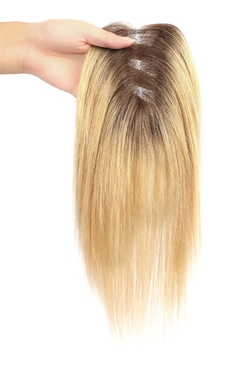Aria Handmade Human Hair Topper Shaded with Medium Brown #T4/27