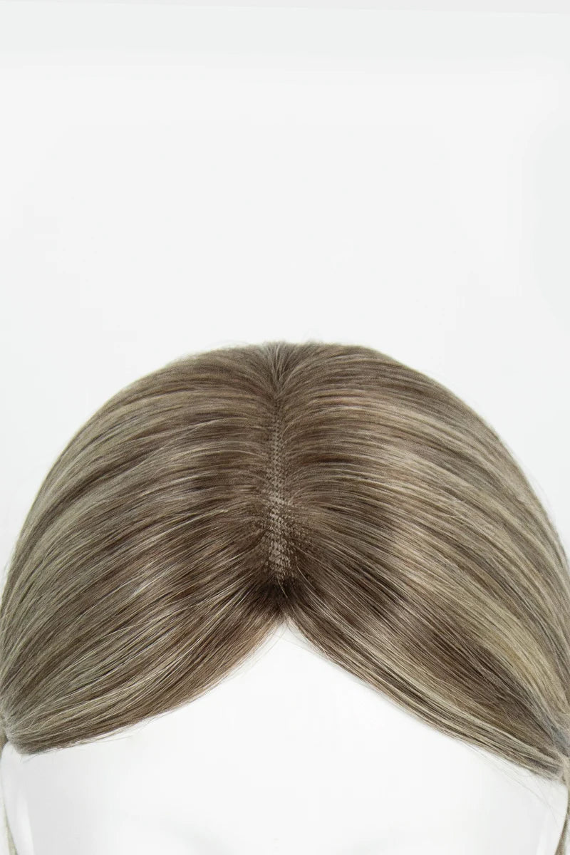 Aria Handmade Human Hair Topper Brown Blonde with Medium Brown Root #T4/6/613