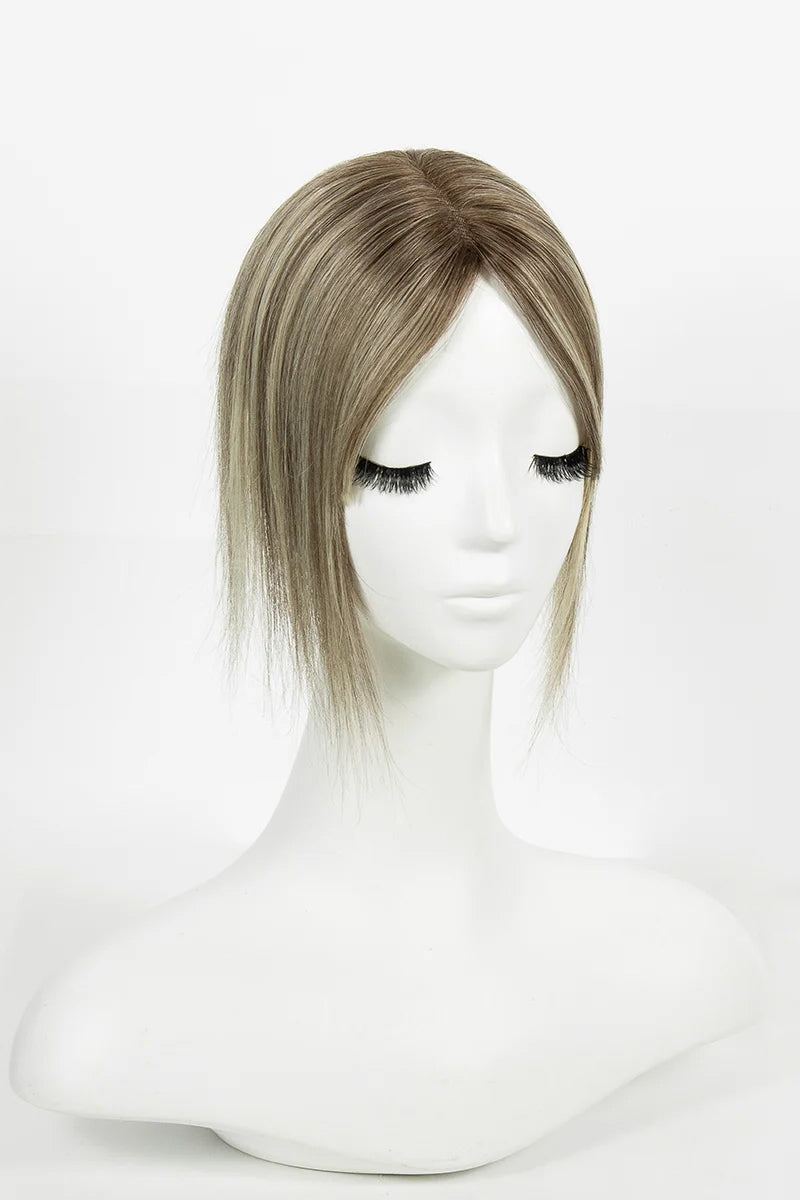 Aria Handmade Human Hair Topper Brown Blonde with Medium Brown Root #T4/6/613