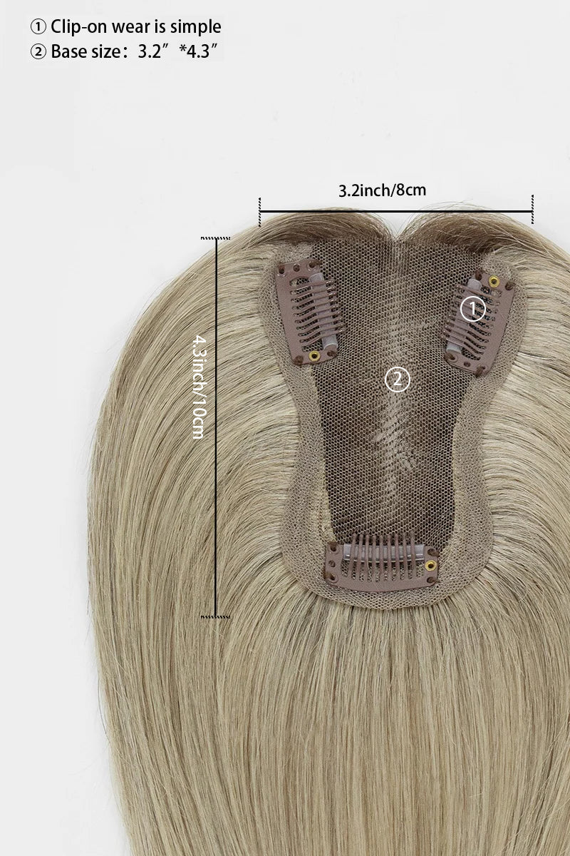 Aria Handmade Human Hair Topper Ombre Medium Brown Root to Blonde #T4/M616