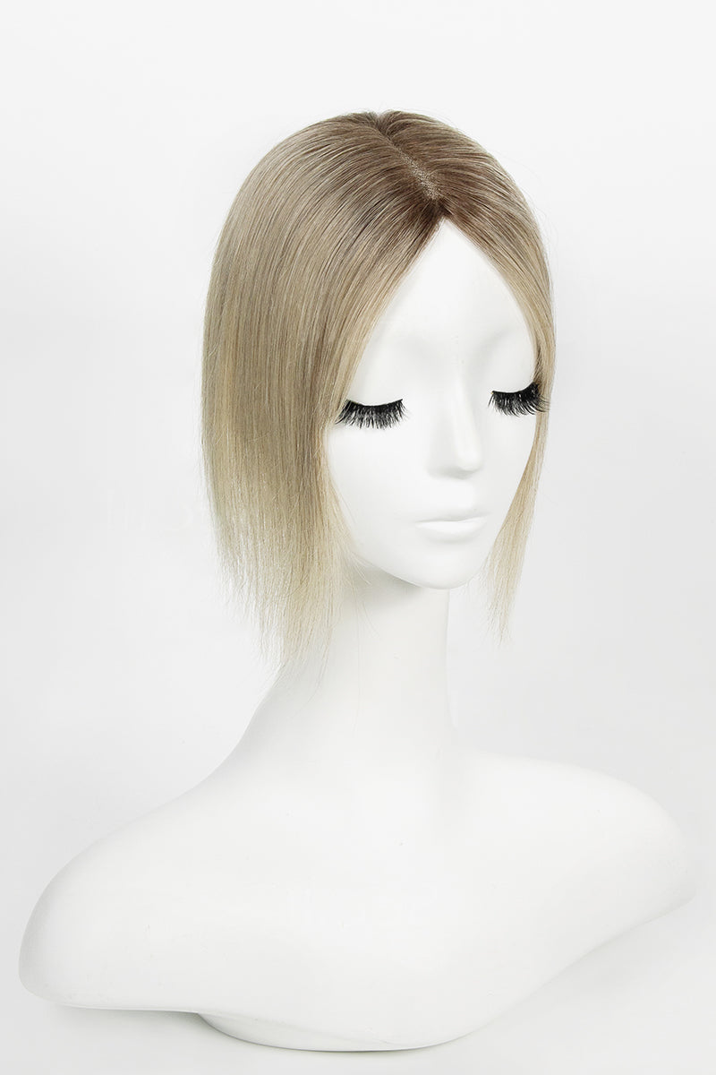 Aria Handmade Human Hair Topper Ombre Medium Brown Root to Blonde #T4/M616