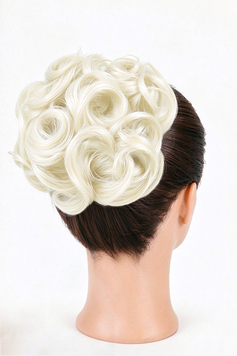 Messy Bun Hair Piece Sliver Grey White #SGW