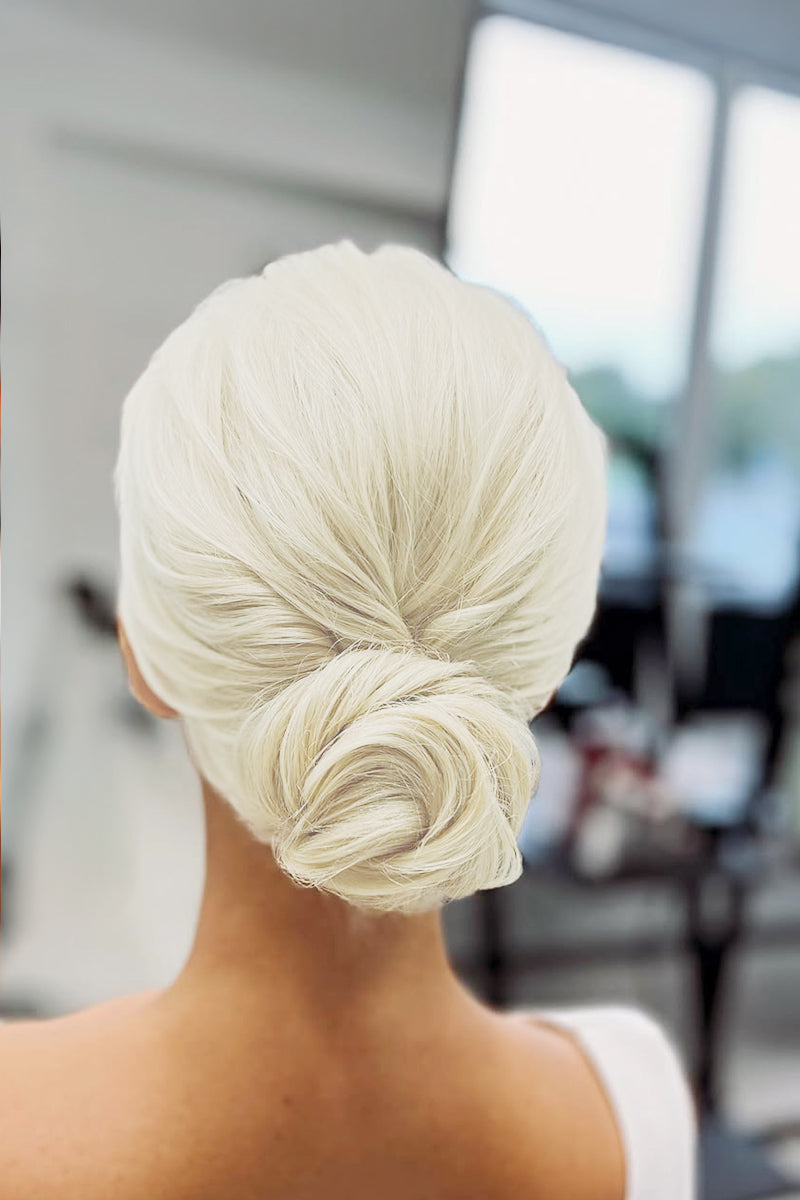 Messy Bun Hair Piece Sliver Grey White #SGW